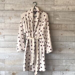 Tommy Hilfiger White Fleece hearts print Robe